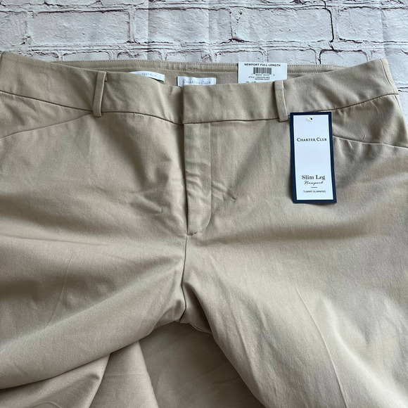 Charter Club Women's Slim Leg Newport Full Length Sedona Dust Pants Size Size 18 - Picture 5 of 9